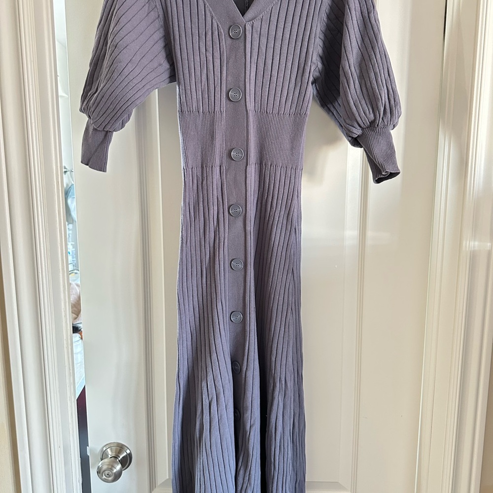 Elegant Purple Button-Up Dress